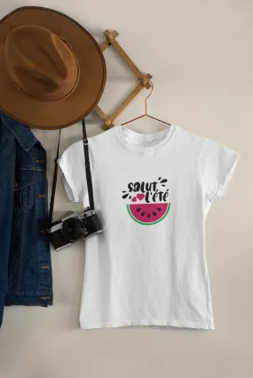 T-shirts Vacances entre Fille « C’est l’été Pastèque »